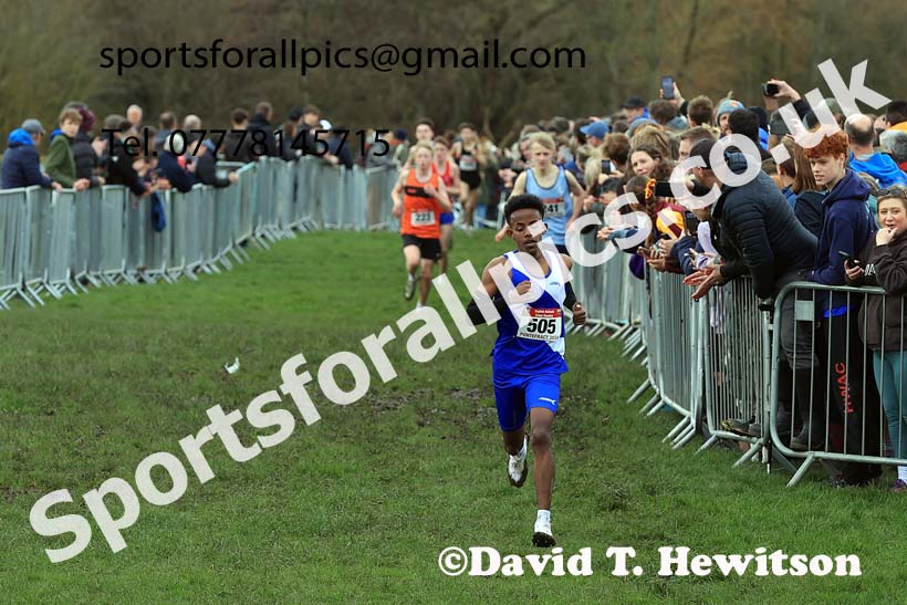 Junior Boys 2024 English Schools Cross Country Champs., Pontefract, March 16th.  Photo: David T. Hewitson/Sports for All Pics